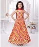 Tiny Kingdom Cotton Sleeveless Mirror Work & Lace Embellished Lehenga Choli Dupatta Set - Orange