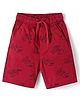 CUCUMBER Cotton Woven Above Knee Length Shorts with  Vehicle Prints - Dark Red