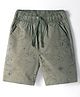 CUCUMBER Cotton Woven Above Knee Length Shorts with Prints - Olive Green