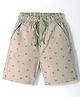 CUCUMBER Cotton Woven Above Knee Length Shorts with Tree Prints - Beige