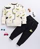 TOONYPORT Cotton Full Sleeves Excavator Printed Sweatshirt & Joggers Set - Cream