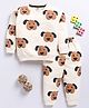 TOONYPORT Cotton Full Sleeves Dog Printed Sweatshirt With Coordinating Joggers Set - Cream