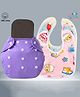 The Cheeky Kidzz Baby Essential Reusable Cotton Cloth Diaper With Bamboo Charcoal Insert With 3 Feeding Bib (PURPLE)