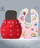 The Cheeky Kidzz Baby Essential Reusable Cotton Cloth Diaper With Bamboo Charcoal Insert With 3 Feeding Bib (RED)