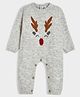 Mi Arcus Full Sleeves Reindeer Embroidered Romper - Grey