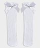 Mi Arcus Solid Stockings With Attached Bow - White