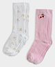 Mi Arcus Pack Of 2 Cherry Embroidered & Designed Socks - White & Pink