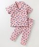 CUCUMBER Sinker Knit Half Sleeves Night Suit with Nautical Theme Print - Pink