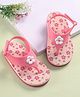 Babyoye Flip Flops with Velcro Closure & Floral Print - Pink