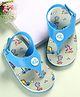 Babyoye Velcro Closer Flip Flops with Backstrap & Dino Print - Sea Green