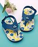 Babyoye Velcro Closure Flip Flops With Floral Print - Blue & Yellow
