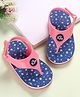 Babyoye Velcro Closer Flip Flops with Backstrap & Floral Print - Blue & Pink