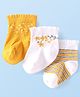Cute Walk by Babyhug Ankle Length Antibacterial Socks with Floral Design Pack Of 3 - White & Yellow