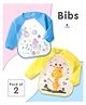 Luvlittle Full Sleeves Washable PVC Waterproof Bibs Pack Of 2 - Yellow Blue (Print May Vary)