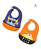 Luvlittle Silicone Waterproof Feeding Bibs With Adjustable Strap Pack of 2 - NavyBlue & Orange (Print May Vary)