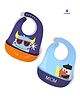 Luvlittle Silicone Waterproof Feeding Bibs With Adjustable Strap Pack of 2 - NavyBlue & SkyBlue (Print May Vary)