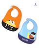 Luvlittle Silicone Waterproof Feeding Bibs With Adjustable Strap Pack of 2 - SkyBlue & Orange (Print May Vary)