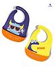 Luvlittle Silicone Waterproof Feeding Bibs With Adjustable Strap Pack of 2 - NavyBlue & Yellow (Print May Vary)