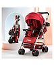 Baybee Convertible Infant Baby Pram Stroller for Newborn Babies with 3-Position Adjustable Seat & Canopy, Reversible Bassinet & 3 Point Safety Belt | Baby Stroller for Toddlers (Red)
