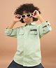 CRIMSOUNE CLUB Cotton Full Sleeves Abstract Typography Patch Embroidered Shirt - Green