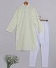 Little Clothing Full Sleeves Chikankari Work Detailed Kurta With Churidar Set - Yellow