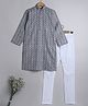 Little Clothing Full Sleeves Chikankari Work Detailed Kurta With Churidar Set - Grey