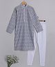 Little Clothing Full Sleeves Chikankari Work Detailed Kurta With Churidar Set - Grey