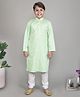 Little Clothing Full Sleeves Floral Embroidered Kurta With Churidar Set - Green
