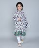 Little Clothing Cotton Linen Full Sleeves Village Theme Printed Kurta Churidar Set - White