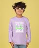 NUSYL Cotton Blend Full Sleeves Future Text Printed Tee - Lilac