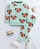 TOONYPORT Cotton Full Sleeves Dogs Printed Tee & Pant Set - Sea Green