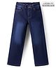 Pine Kids Woven Full Length Solid Washed Denim Jeans - Navy Blue