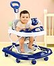 Dark Blue Baby Dino Musical walker with Adjustable Height Parental Handle Foot Mat & Musical Activity cum Feeding Tray Detachable Cushioned Seat 360Â° Rotational Wheels -Dark Blue