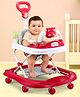 Baby Dino Musical walker with Adjustable Height Parental Handle Foot Mat & Musical Activity cum Feeding Tray Detachable Cushioned Seat 360Â° Rotational Wheels -Red