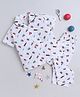 The Magic Wand Cotton Woven Half Sleeves Popcorn Printed Coordinating Night Suit Set - White