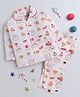 The Magic Wand Cotton Woven Full Sleeves Pastries Printed Coordinating Night Suit Set - Peach