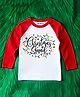 Knitroot Cotton Knit Christmas Theme Full Raglan Sleeves Christmas Squad Text Printed T-shirt - Red & White