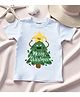 KNITROOT Christmas Theme Half Sleeves Merry Christmas Text Printed T-Shirt - White