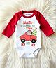 Knitroot Cotton Knit Christmas Theme Full Raglan Sleeves Santa Is Coming To Town Ho Ho Ho Text Printed Onesie - Red & White