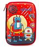Little Hunk Robot Design Pencil Case, Water-Proof, Double Layer Storage, 8.8 x 6.3 inches, Red with Blue Robot Pattern' (24 x 16 x 5.5 CM)