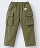 Mark & Mia Full Length Solid Cotton Trouser With Cargo Pockets - Olive Green