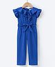 Mark & Mia Cotton Frill Sleeves Solid Color Jumpsuit  - Blue
