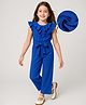 Mark & Mia Cotton Frill Sleeves Solid Color Jumpsuit - Blue