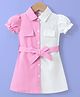 Mark & Mia Half Puffed Sleeves Front Open Cut & Sew Dress - Pink
