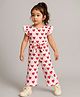 Mark & Mia Cap Sleeves Jumpsuit with Hearts Print - Pink