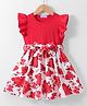 Mark & Mia Frill Sleeves Dress with Floral Print - Red