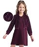 Hola Bonita Knit Full Sleeves Fur Jacket with Knee Length Solid Dress - Wine