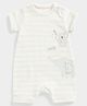 Mothercare Half Sleeves Elephant Patch Detailed Striped Romper - Multi Colour