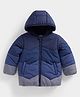 Mothercare Full Sleeves Colour Blocked Hooded Jacket - Blue