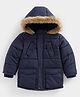 Mothercare Full Sleeves Solid Hooded Jacket - Navy Blue